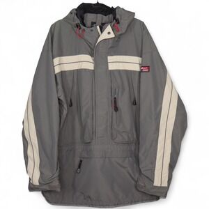 Eddie Bauer WeatherEdge Anorak Jacket Mens Tall XL Gray Pullover EBTEK Hooded